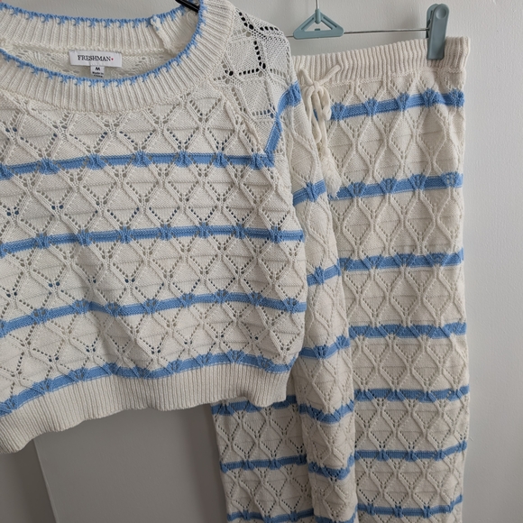 Freshman White and Blue Knit Sweater Set - Picture 1 of 7
